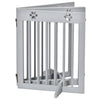 Freestanding Pet Gate 4 Panel Folding Wooden Dog Barrier w/ Support Feet