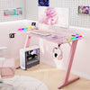 Gaming Desk witn LED RGB Computer Table with Cup Holder & Headphone Hook Black