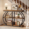 104cm Console Table, Industrial 3-Tier Entryway Table with Arched Metal Frame