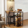 3 Piece Breakfast Bar Table and Stools Set with Storage Shelves, Rustic Brown