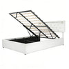 LED OTTOMAN STORAGE PANEL WHITE FABRIC UPHOLSTERED DOUBLE BED FRAME Iwzcvvcjhewl