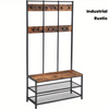 Large Rustic Coat Rack With Seat Entryway Shoe Rack Hall Tree Shoe Bench Shelves