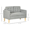 Modern 2 Seater Sofa with Storage Compact Loveseat Sofa for Living Room Grey