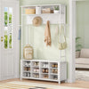 Coat Rack with Shoe Storage, Hall Tree with Bench for Hallway, 14 Open Compartme