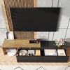 Modern TV Stand LED TV Unit Cabinet with Glass Shelves & 2 Drawers Storage Black