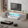 200cm All High Gloss White TV Stand Cabinet Unit Storage with RGB LED Cupboard