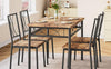 Dining Table and Chair Set,Kitchen Table Set for 4,Rustic Brown Wood&Metal Frame