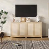 Rattan Storage Cabinet,Freestanding Cupboard w/ 2 Adjustable Shelves,for Bedroom