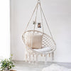 Boho Hanging Hammock Swing Chair Cotton Rope Swing for Indoor Outdoor Patio