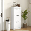Slim Shoe Storage Cabinet with 3 Flip Drawers for Entryway, White