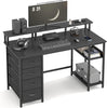120CM Computer Desk with 4 Fabric Drawers, Gaming Desk with Power Outlets,