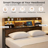 Double Size Metal Platform Bed with Storage Shelves
