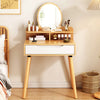 Dressing Table Vanity Desk W/ Mirror & Drawer Makeup Dresser Desk Open Shelf