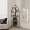4 Tier Corner Bar Cabinet with LED Light, Glass Holders & Storage,for Home