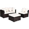 4 PCS Rattan Patio Conversation Set Outdoor Furniture Sofa Set w/ Coffee Table