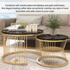 Nesting Coffee Table Set of 2 Marble Effect Side End Table for Living Room Black