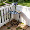 Mosaic Outdoor Side Table Round End Table Iron Accent Table Flower Plant Stand