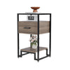 3-Tier Coffee Table w/ Tempered Glass Top Storage Drawer and Shelves Steel Frame