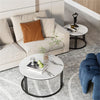 Coffee Table Set of 2 Nesting Accent TablesWhite Marble Top Stacking Side Desk