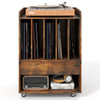 Rolling Vinyl Display Shelf Storage Cabinet with Drawer & Open Shelf