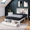 3FT Single Bed Frame Pine Wooden Storage Kids Bed Headboard Shelves Drawer White
