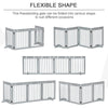 Freestanding Pet Gate 4 Panel Folding Wooden Dog Barrier w/ Support Feet