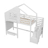 Wooden Bunk Beds for Kids with Stairs Wooden House Loft Bed Cabin Bed 3ft Sinlge