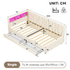 Daybed Velvet Sofabed 3ft Single Sofa Bed Bed Frame With 2 Storage Drawers Beige