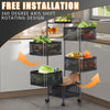 Kitchen Rotating Trolley Shelf Vegetable Fruit Basket Storage Rack Square Holder