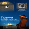 13 KW Rattan Gas Fire Pit Table, Garden Propane Fire Pit Coffee Table, Grey