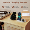Record Player Stand Vinyl Storage 220 Albums Charging Station Rattan Door Modern
