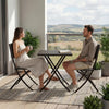 3 Piece Rattan Bistro Dining Set Outdoor Garden Balcony Folding Table Chair