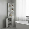 Wood Storage Corner Floor Standing Cabinet with Doors and Shelves Slim Bookshelf