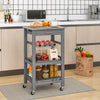Rolling Kitchen Storage Trolley Cart Cupboard Island Stainless Steel Top Grey