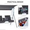 2 Seater Garden Swing Chair w/ Tilting Canopy, Drink Tray & Storage Bag, Grey