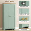 HOMCOM 172cm Wooden Storage Cabinet Cupboard With 4 Shelves Light Green