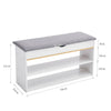 Wooden Shoe Bench Shoes Storage Bench with Padded Seat & Open Shelf for Hallway