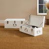 Cream Metal Storage Trunks Chest Bedroom, Dressing Room Set of 2, Beautify