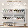 Slim Shoe Storage Cabinet with 4 Flip Drawers for Hallway, White