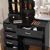 Dressing Table with LED Lights Mirror Stool Set Drawers Black Vanity Makeup Desk