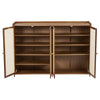 Shoe Cabinet Storage Organizer 4 Rattan Door Cupboard Footwear Stand Wooden Unit