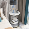 2Tier Round Side Table Marble Top Coffee Table Bedroom Nightstand Indoor Outdoor