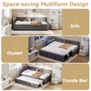 Daybed 3ft Sofa Bed w/ Trundle, RGB LED Lights & Charging Station, Velvet, Grey