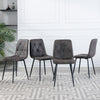 4X Dining Chairs Set Faux Suede Leather Padded Seat Metal Leg Kitchen