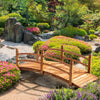 6FT Wooden Garden Bridge with Safety Railings, Classic Arc Footbridge