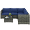4 Pieces Rattan Garden Furniture Sofa Set with Coffee Table Blue