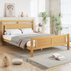 Wooden Bed Frame 4ft6 Double Bed Pine Wood with Rattan Headboard & Footboard