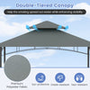 Outdoor Double-Tiered BBQ Canopy Shelter w/ 2 Shelves-Grey