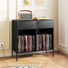 Record Player Stand Storage Cabinet Drawers Charging Station Vinyl Unit