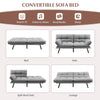 2 Seat Memory Foam Sleeper Couch Convertible Loveseat Sofa Bed Grey